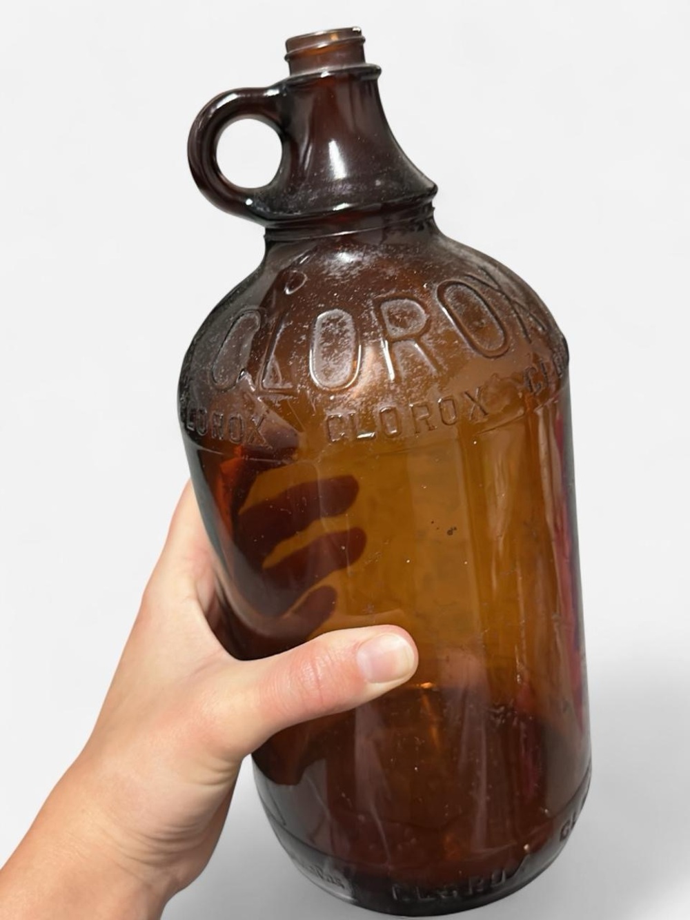 Clorox Amber Embossed Glass Jug with Handle